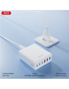 CARGADOR DE CORRIENTE 75W 6 TOMAS 3USB A 3USBC L133 XO 2