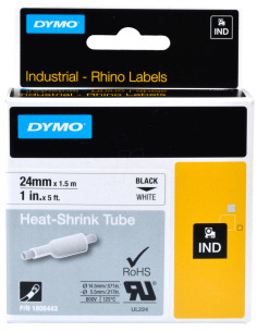 Cinta dymo etiquetas para tubos termorretractiles ind negro sobre
