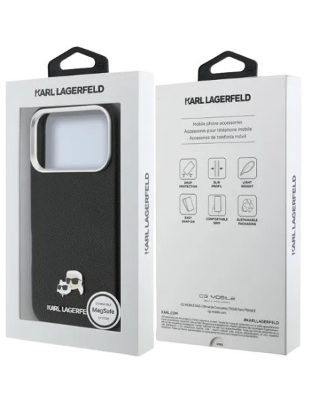 FUNDA IPHONE 17 PRO MAX KARL LAGERFELD COMPATIBLE CON MAGSAFE NEGRA