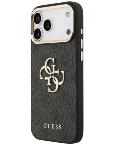 FUNDA IPHONE 17 PRO MAX GUESS GRIS CON LOGO