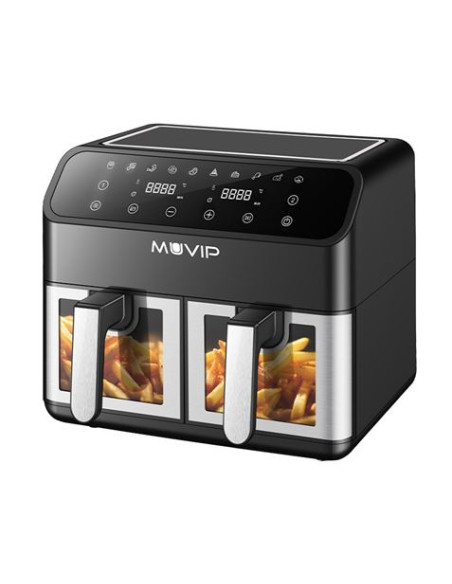 FREIDORA DE AIRE AIRCOOK DIGITAL DOBLE CESTA 9L 1700W CON VENTANA MUVIP