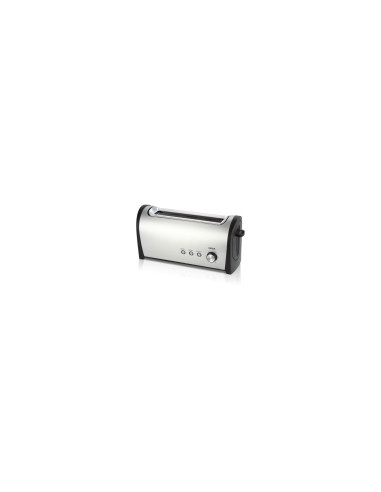 TOSTADOR DE PAN HAEGER DESAYUNO 1000W RECALENTADO DESCONGELADO EXTERIOR ACERO INOX GRIS TO-100.009A