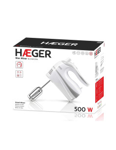BATIDORA REPOSTERIA HAEGER MAX MIXER 500W 5 VELOCIDADES + TURBO 2 VARILLAS BATIDORAS 2 VARILLAS AMASADORAS BLANCO BL-5HW.011A 2