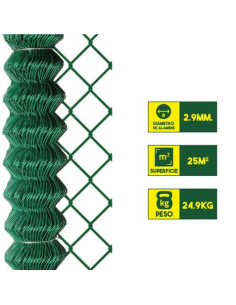 MALLA DE VALLADO PLASTIFICADA 60X60X2.9MM 1X25 METROS SUNGARDEN