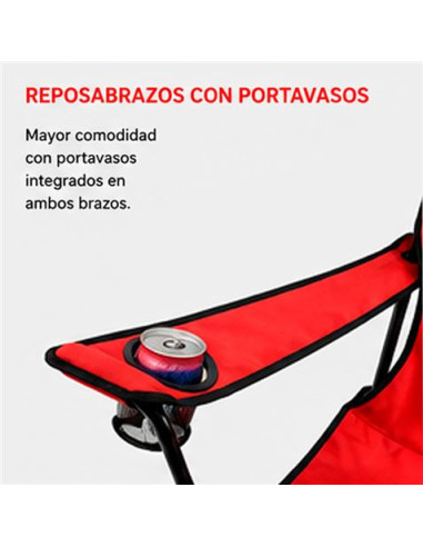 SILLA DOBLE PLEGABLE DE CAMPING CON NEVERA Y SOMBRILLA