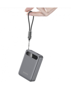 Batería Externa de Carga Rápida 20000mAh 22.5W PD+QC3.0 Con Pantalla Digital Y Cable Incorporado USB-C Gris Ocuro 2