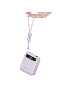 Batería Externa de Carga Rápida 10000mAh 22.5W PD+QC3.0 Con Pantalla Digital Y Cable Incorporado USB-C Lila 2
