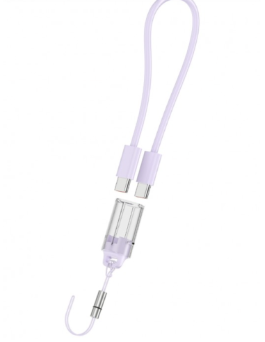 Batería Externa de Carga Rápida 10000mAh 22.5W PD+QC3.0 Con Pantalla Digital Y Cable Incorporado USB-C Lila