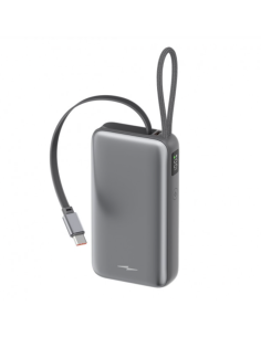 Powerbank Batería Externa 10000mAh 22.5W PD con Cable USB-C Retráctil Negra