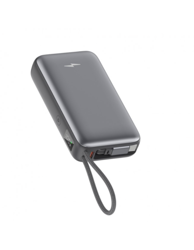 Powerbank Batería Externa 10000mAh 22.5W PD con Cable USB-C Retráctil Negra