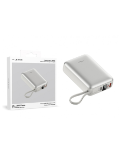 Powerbank Batería Externa 20000mAh 45W PD+QC3.0 con Display y Cable Incorporado USB-C Plata 2
