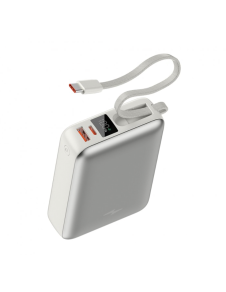 Powerbank Batería Externa 20000mAh 45W PD+QC3.0 con Display y Cable Incorporado USB-C Plata