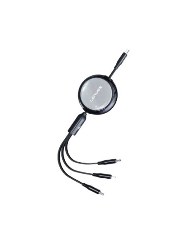 Cable Retráctil 3-en-1 USB-C 60W y Lightning 27W
