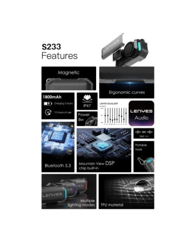Altavoz Bluetooth V5.3 12W Sumergible IPX7 Trasera Magnética y Clip de Transporte