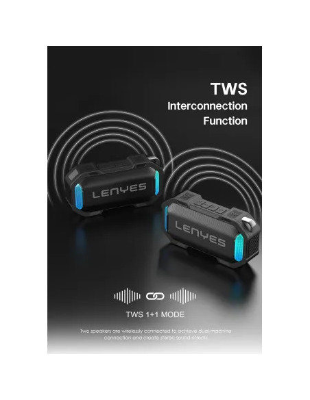 Altavoz Bluetooth V5.3 12W Sumergible IPX7 Trasera Magnética y Clip de Transporte