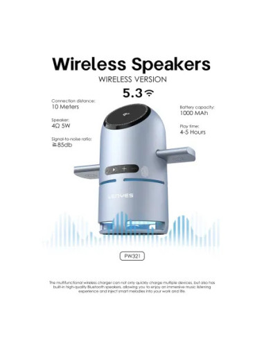 Estación de Carga Robótica Lenyes QI2 15W MagSafe Altavoz Bluetooth y Motores Automáticos