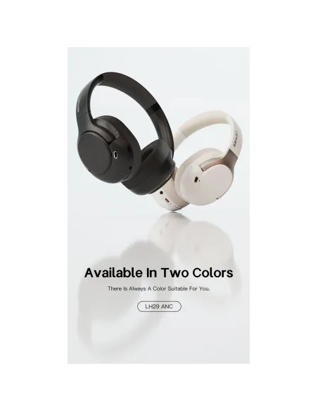 Auriculares de Diadema Bluetooth V5.4 Cancelación Híbrida -35dB Sonido 360° y Modo Transparencia Negro