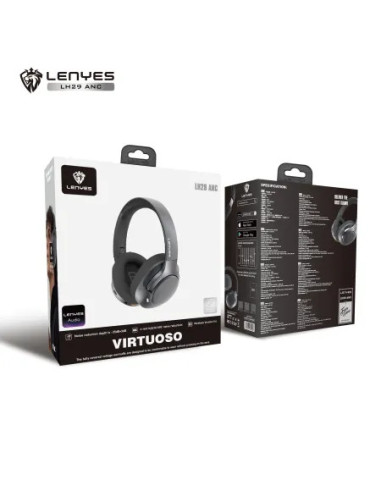 Auriculares de Diadema Bluetooth V5.4 Cancelación Híbrida -35dB Sonido 360° y Modo Transparencia Negro