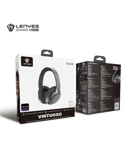 Auriculares de Diadema Bluetooth V5.4 Cancelación Híbrida -35dB Sonido 360° y Modo Transparencia Negro