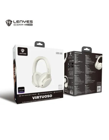 Auriculares De Diadema Bluetooth V5.4 Cancelación Híbrida -35dB Sonido 360° y Modo Transparencia Blanco