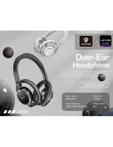 Auriculares Inalámbricos Bluetooth 6.0 Diseño Flotante Open-Back Cancelación de Ruido ENC Batería 20H Plata