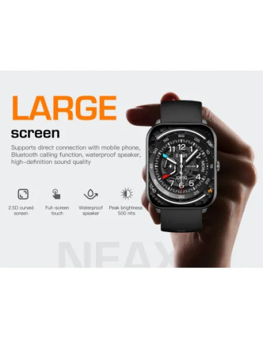 Smartwatch Lenyes Nexa Pantalla 2.01" Ultra-Bezel Llamadas Bluetooth HD Resistencia IP68 Negro