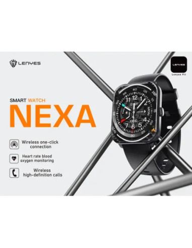 Smartwatch Lenyes Nexa Pantalla 2.01" Ultra-Bezel Llamadas Bluetooth HD Resistencia IP68 Negro