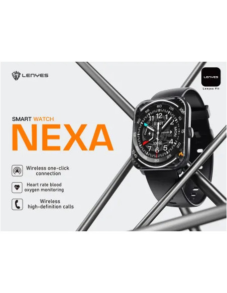 Smartwatch Lenyes Nexa Pantalla 2.01" Ultra-Bezel Llamadas Bluetooth HD Resistencia IP68 Negro