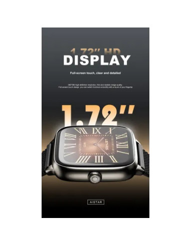 Lenyes AISTAR AI Smartwatch Pantalla HD 1.72" Integración ChatGPT Salud Pro SpO2 y Presión Negro