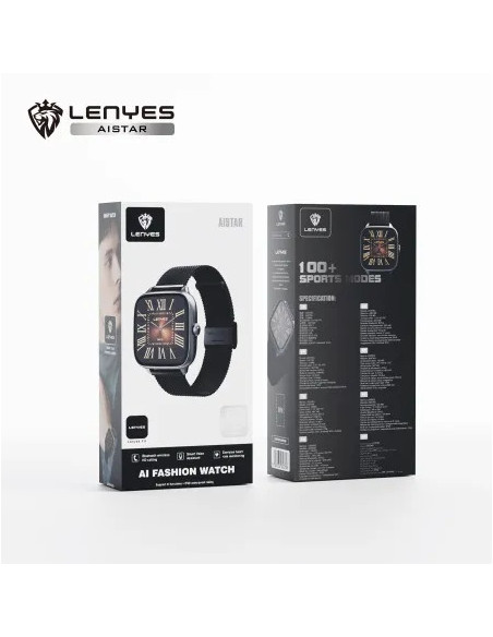 Lenyes AISTAR AI Smartwatch Pantalla HD 1.72" Integración ChatGPT Salud Pro SpO2 y Presión Negro