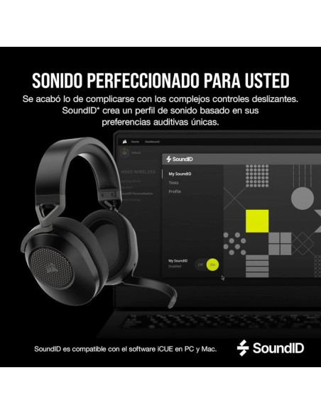 AURICULARES + MICROFONO CORSAIR HS65 WIRELESS GAMING HEADSET RGB 7.1 BLACK