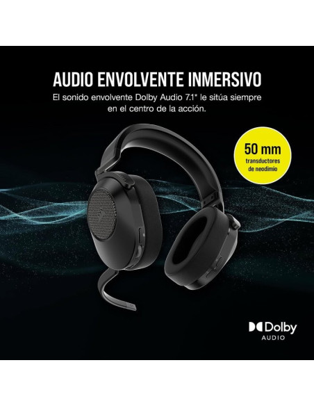 AURICULARES + MICROFONO CORSAIR HS65 WIRELESS GAMING HEADSET RGB 7.1 BLACK