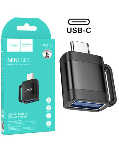 Hoco UA31C Adaptador OTG USB-C a USB-A Negro
