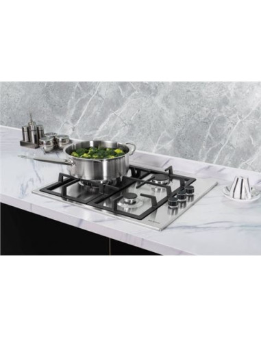 PLACA A GAS PARA ENCASTRAR ACERO INOX MX-ONDA