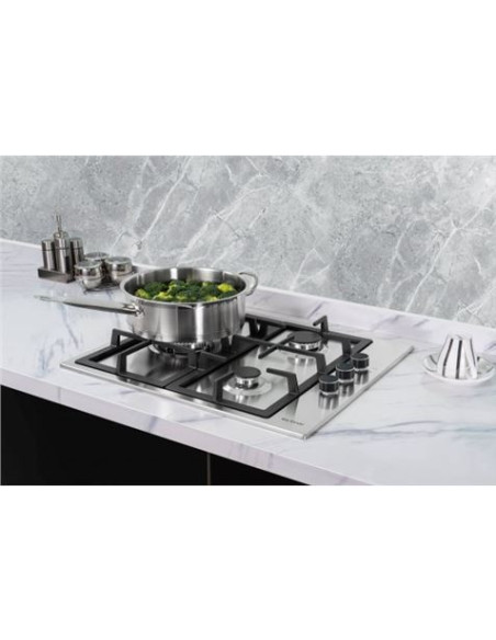 PLACA A GAS PARA ENCASTRAR ACERO INOX MX-ONDA