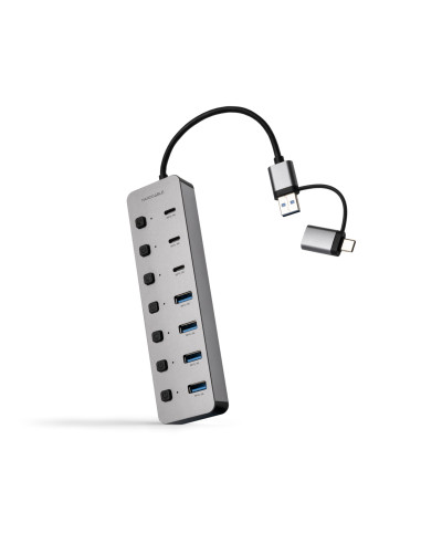 Nanocable HUB USB-C+USB-A/M a 4xUSB-A + 3xUSB-C 3.0 + USB-C 5V