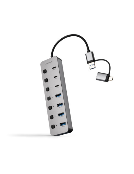 Nanocable HUB USB-C+USB-A/M a 4xUSB-A + 3xUSB-C 3.0 + USB-C 5V