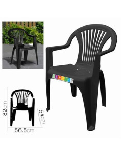 SILLA PLASTICA JARDIN CON REPOSABRAZOS ANTRACITA