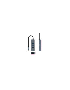 Nanocable Conversor USB-C a Ethernet Gigabit + 3XUSB 3.0, Aluminio, 2