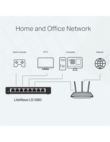 SWITCH TP-LINK GIGABIT 8 PUERTOS LS108G METALICO