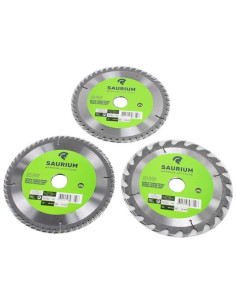 PACK 3 DISCOS CORTE MADERA PARA SIERRAS 185MM. SAURIUM