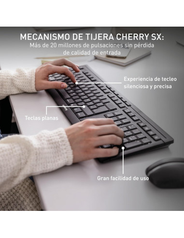 CHERRY Stream Desktop Recharge teclado Ratón incluido Universal RF