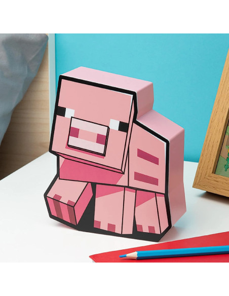 Lámpara Minecraft Pig Box con Figura de Cerdo y Luz Decorativa