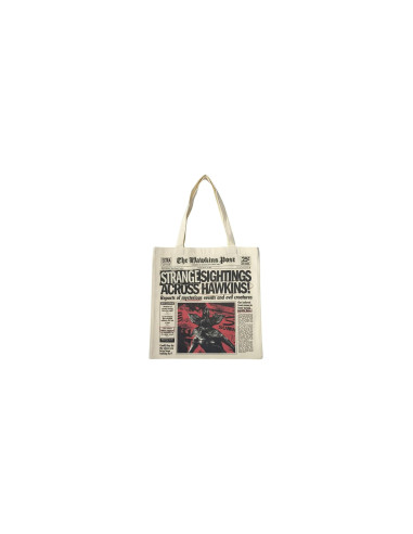 Bolsa Shopping Stranger Things The Hawkins Post de Tela Beige