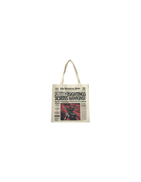 Bolsa Shopping Stranger Things The Hawkins Post de Tela Beige