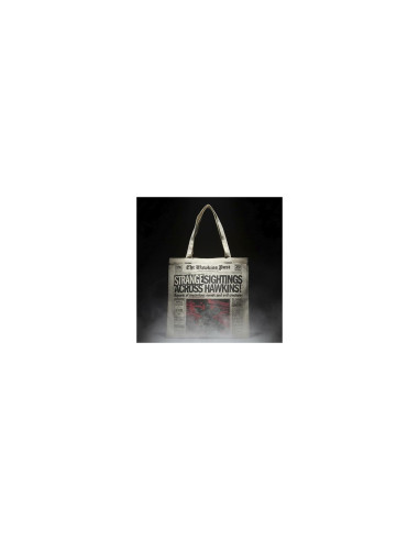 Bolsa Shopping Stranger Things The Hawkins Post de Tela Beige