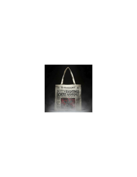 Bolsa Shopping Stranger Things The Hawkins Post de Tela Beige