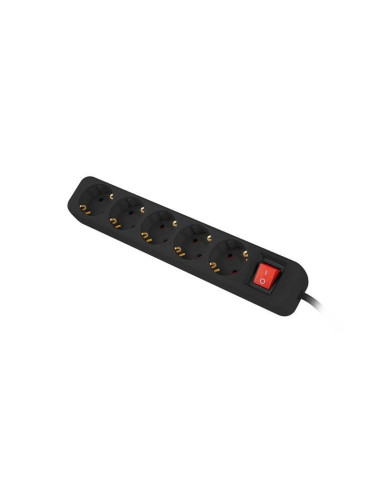 REGLETA LANBERG 5 SCHUKOS CON PROTECCION 3M BLACK
