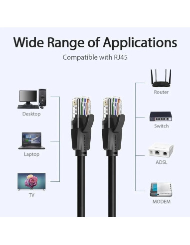 CABLE DE RED CAT.6 UTP 10M VENTION BLACK
