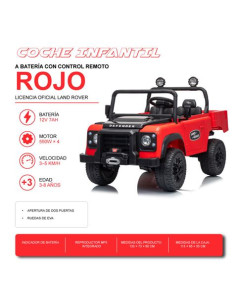 COCHE INFANTIL A BATERIA CONTROL REMOTO LAND ROVER DEFENDER CLASSIC ROJO 2